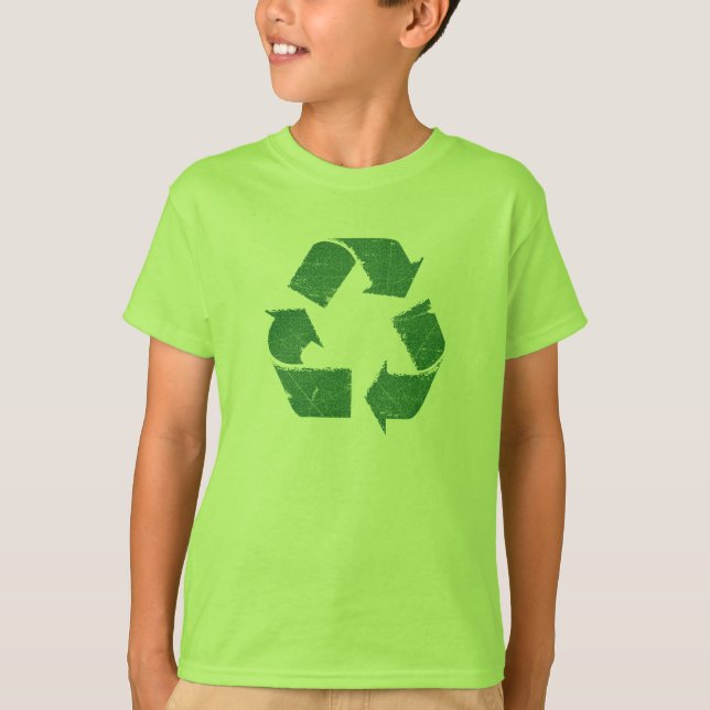 Camiseta Rótulo de reciclaje verde vintage (Anverso)