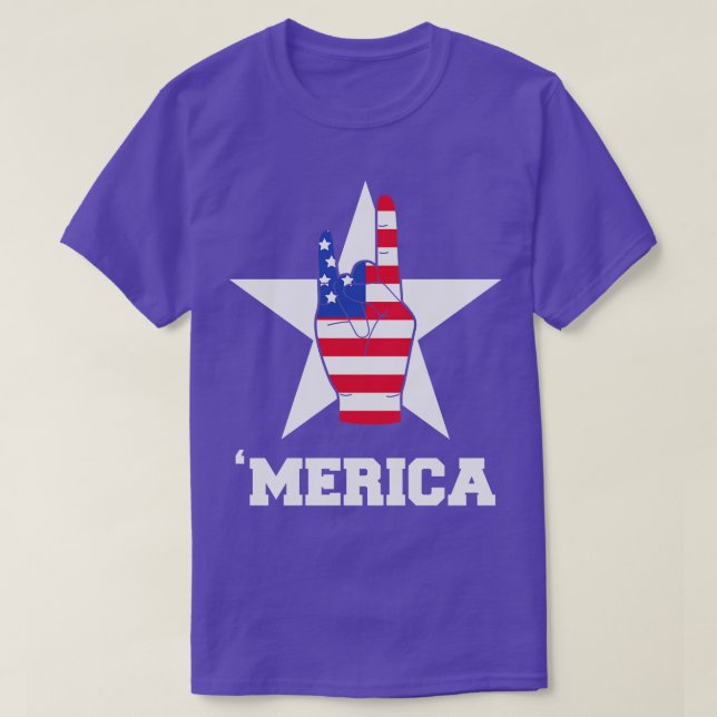 Camiseta Rótulo de Roca Merica 4 de Julio Estadounidense (Diseño del anverso)
