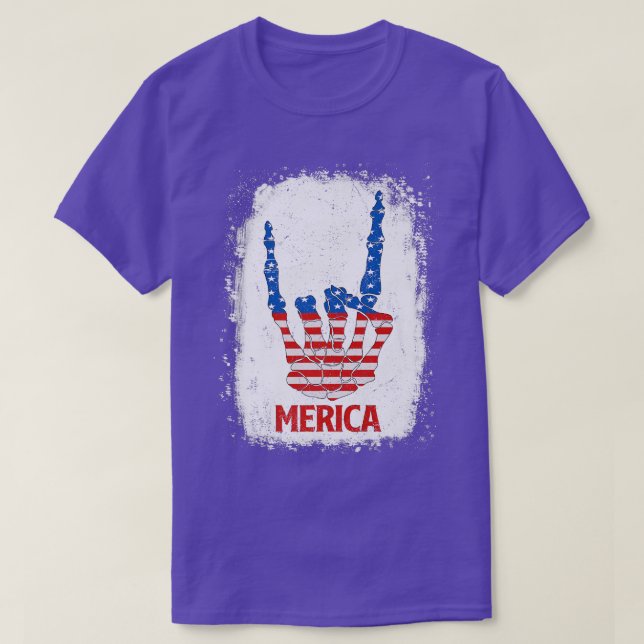 Camiseta Rótulo de Roca Skeleton de Merica 4 de julio Pat c (Diseño del anverso)