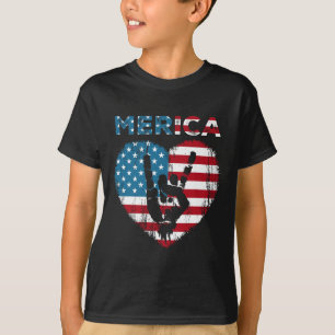 Camiseta Rótulo De Rock De Merica 4 De Julio Bandera Estado
