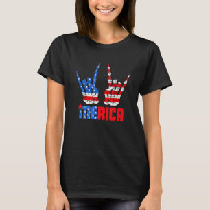 Camiseta Rótulo De Rock De Merica 4 De Julio Fl Patriótico 