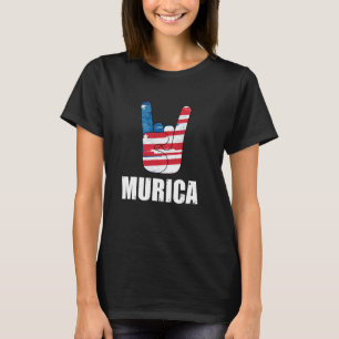 Camiseta Rótulo de Rock Murica - 4 de julio Estados Unidos