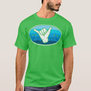 Camiseta Rótulo de Surf Shaka Shaka Rótulo Hang Loose Hawai