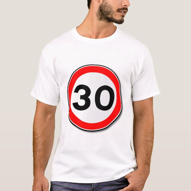 Camiseta Rótulo de tráfico límite de 30 MPH (Anverso)