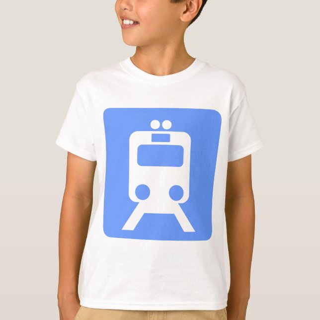 Camiseta Rótulo de tren - Azul bebé (Anverso)