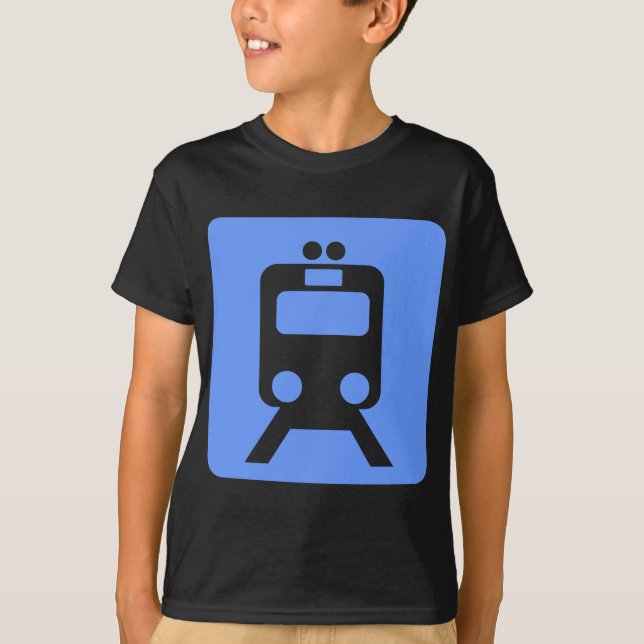 Camiseta Rótulo de tren - Azul bebé (Anverso)