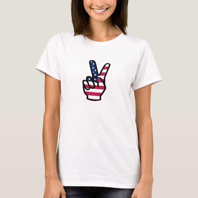 Camiseta Rótulo de victoria con bandera estadounidense (Anverso)