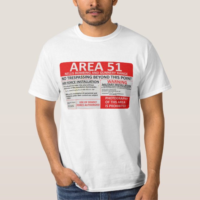 Camiseta Rótulo del área 51 (Anverso)