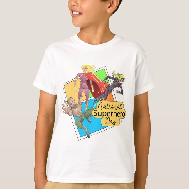 Camiseta Rótulo del Día Nacional de Superhéroes (Anverso)