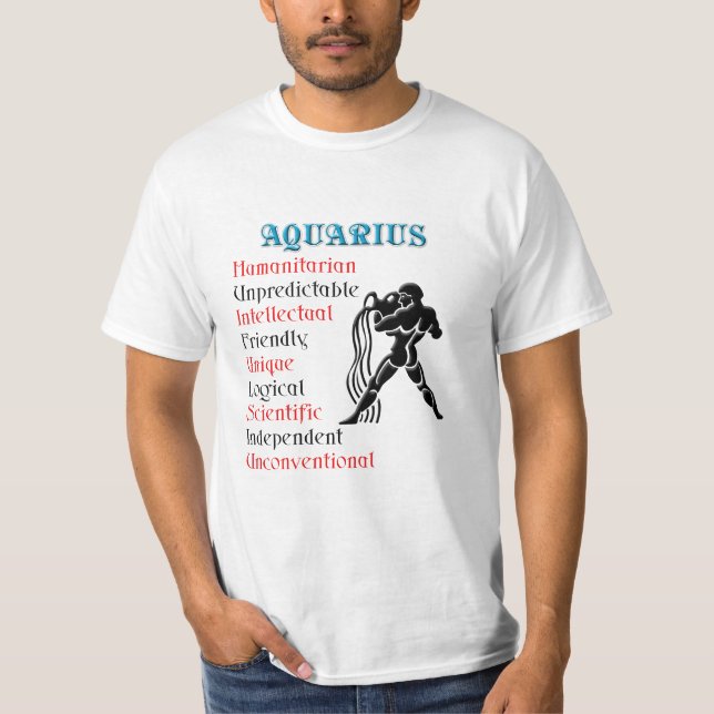 Camiseta Rótulo del Horóscopo Zodiac Aquarius (Anverso)