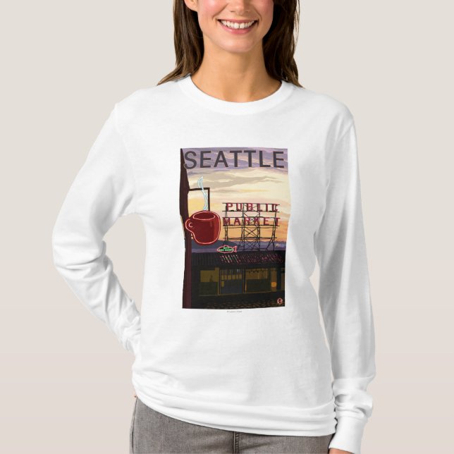 Camiseta Rótulo del mercado del lugar de SeattlePike y (Anverso)