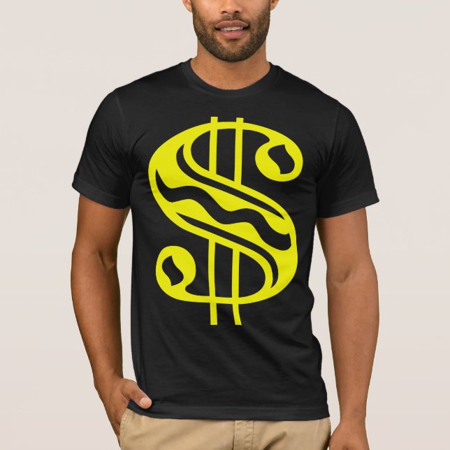 Camiseta Rótulo en dólares - Amarillo (Anverso)