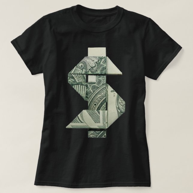 Camiseta Rótulo en dólares Dinero Origami Cash (Diseño del anverso)