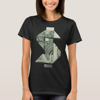 Camiseta Rótulo en dólares Dinero Origami Cash