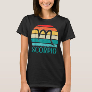 Camiseta Rótulo Escorpio Retro Sunset Zodiac Cumpleaños 1