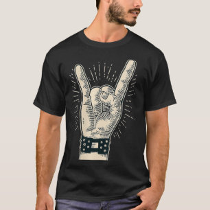 Camiseta Rótulo femenino de los cuernos Rock Rock'n'roll