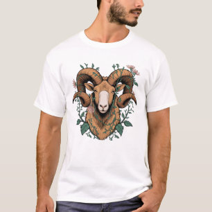 Camiseta Rótulo Floral Aries Zodiac