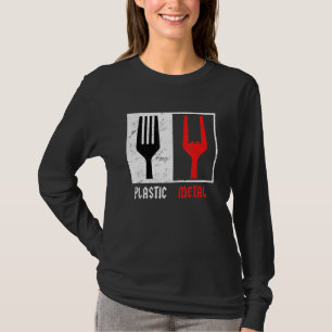 Camiseta Rótulo fuerte Metalizado Plastic Fork Rock Music R