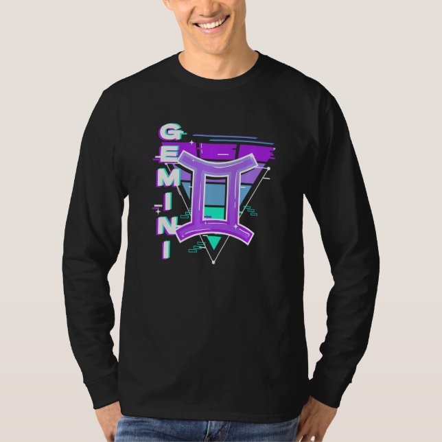 Camiseta Rótulo Gemini Zodiac Vaporwave Estética 80s 90s Me (Anverso)