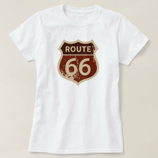 Camiseta Rótulo histórico de la carretera ROUTE 66 para muj (Diseño del anverso)
