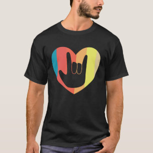 Camiseta Rótulo Idioma Corazón Amor Vintage Personas Sordas