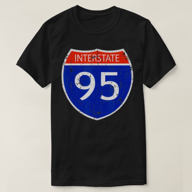 Camiseta Rótulo Interstate 95 Road Street Dis gracioso sarc (Diseño del anverso)