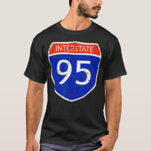 Camiseta Rótulo Interstate 95 Road Street Dis gracioso sarc