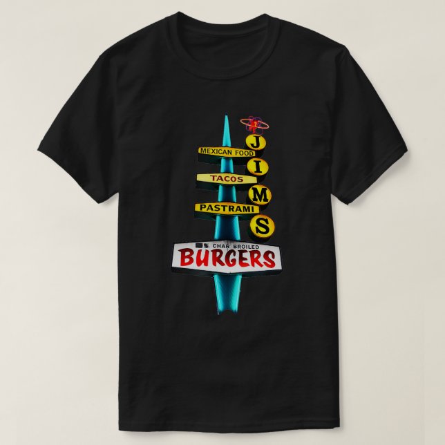 Camiseta Rótulo Jims Burger Retro Vintage (Diseño del anverso)