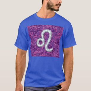 Camiseta Rótulo Leo en Camuflaje Digital de la Fuchsia Rosa