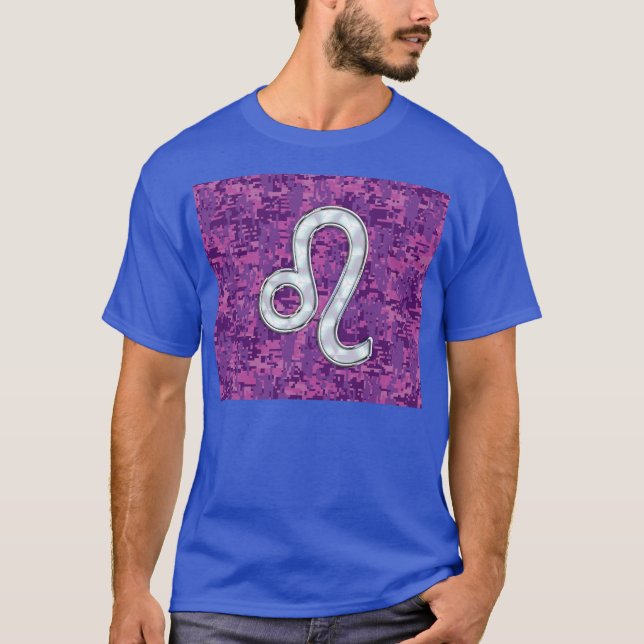 Camiseta Rótulo Leo en Camuflaje Digital de la Fuchsia Rosa (Anverso)