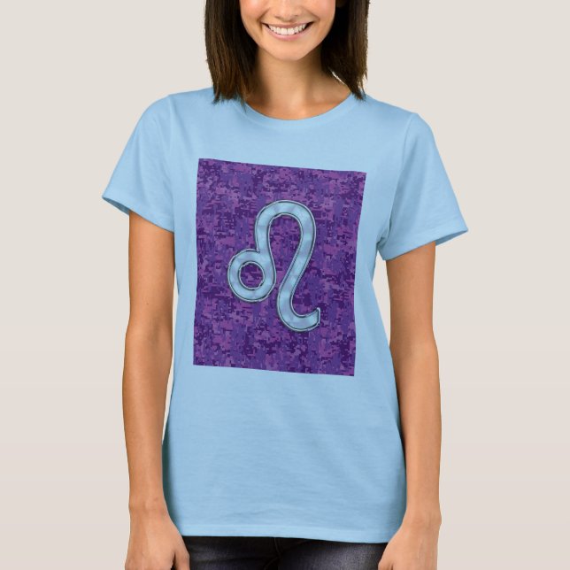 Camiseta Rótulo Leo en Camuflaje Digital de la Fuchsia Rosa (Anverso)