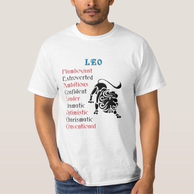 Camiseta Rótulo Leo Horoscope Zodiac (Anverso)
