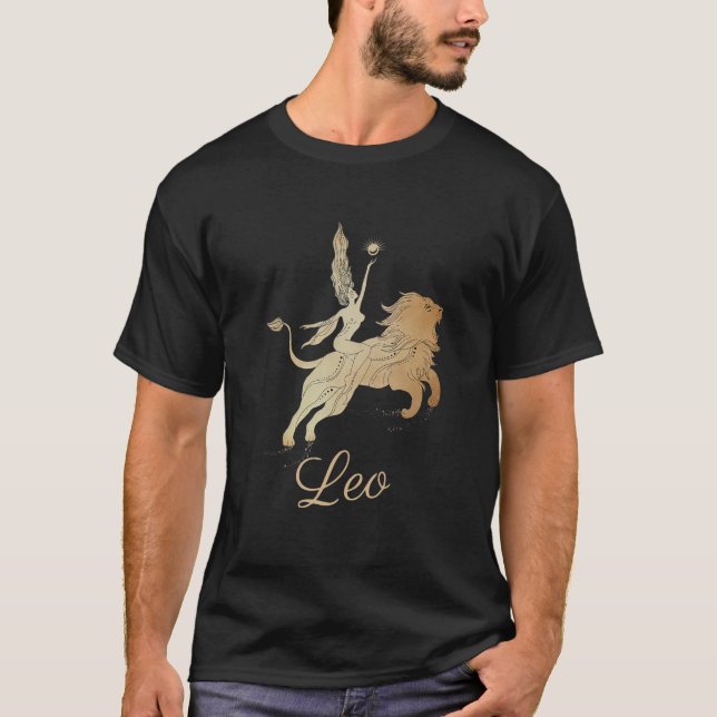 Camiseta Rótulo Leo Zodiac Astrología cumpleaños Horoscopio (Anverso)