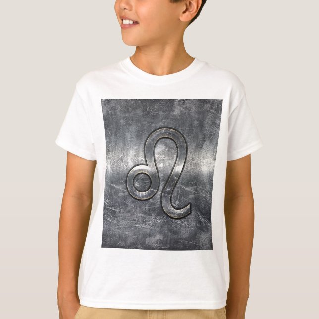 Camiseta Rótulo Leo Zodiac en decoración angustiada (Anverso)