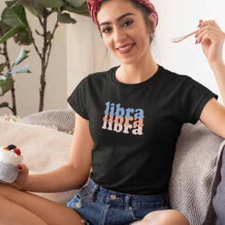 Camiseta Rótulo Libra Zodiac | Color de la alimentación ros