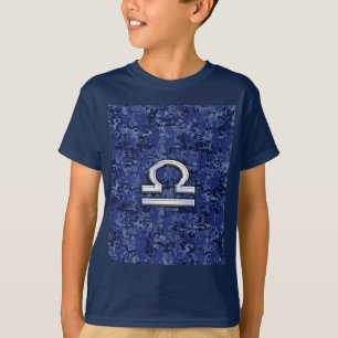 Camiseta Rótulo Libra Zodiac en camuflaje digital azul