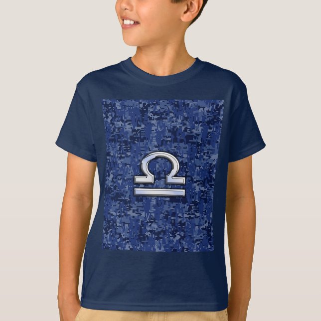 Camiseta Rótulo Libra Zodiac en camuflaje digital azul (Anverso)
