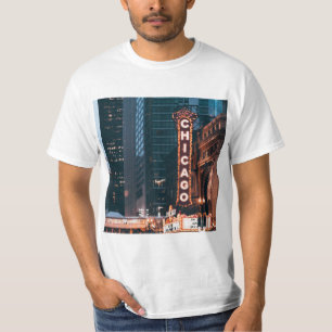 Camiseta Rótulo Neon De Chicago Illinois De Noche