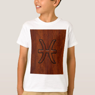 Camiseta Rótulo Pisces Zodiac al estilo de la madera de Mah