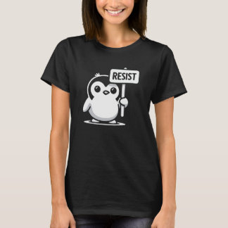 Camiseta Rótulo "RESIST" del personalizado Pingüino - B & W