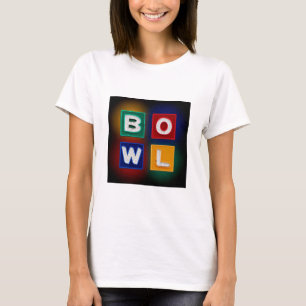 Camiseta Rótulo Retro B O W L Neon, Bowling,