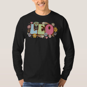 Camiseta Rótulo Retro Leo Zodiac Astrología Julio Agosto Na