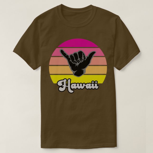 Camiseta Rótulo Retro Shaka Aloha Hawaiian Hang Loose (Diseño del anverso)