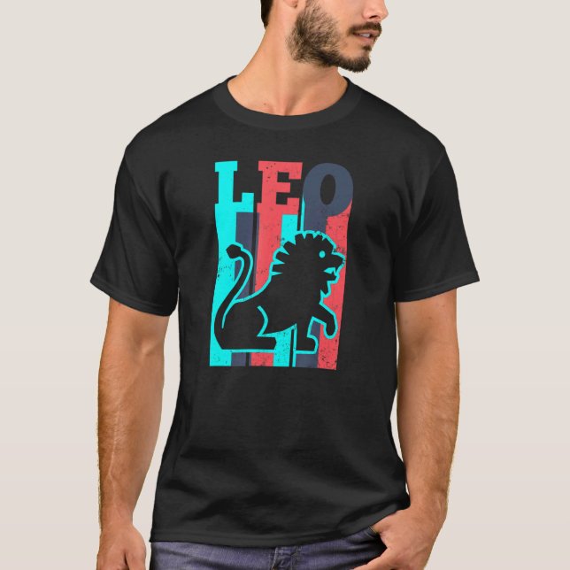 Camiseta Rótulo retro vintage Leo Zodiac (Anverso)