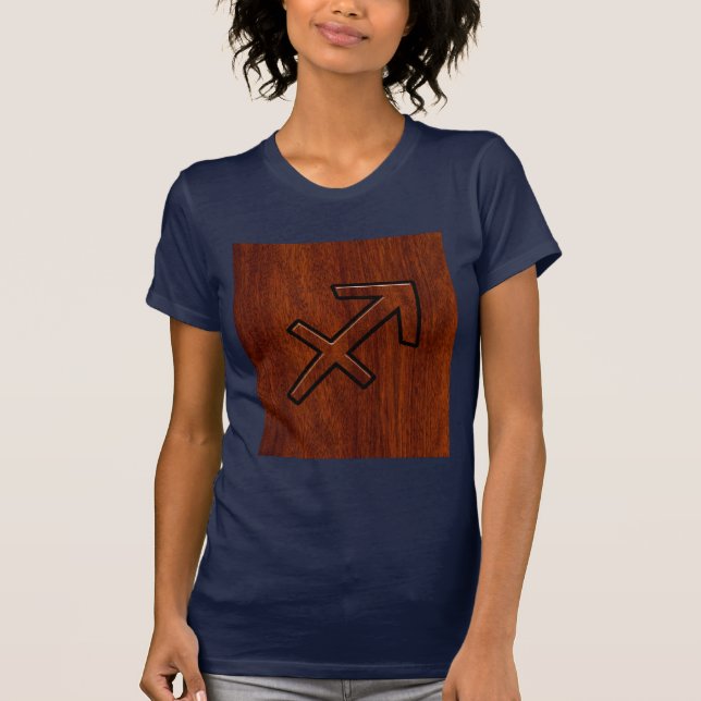 Camiseta Rótulo Sagittarius Zodiac moderno en estilo caoba (Anverso)