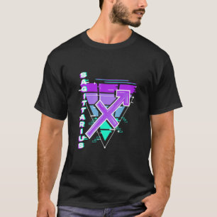 Camiseta Rótulo Sagittarius Zodiac Vaporwave Estética 80 90