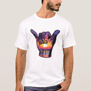 Camiseta Rótulo Shaka Hand Aloha Surf vacaciones de verano