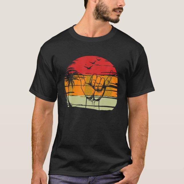 Camiseta Rótulo Shaka Surf Surfing Lover Novelt Retro Vinta (Anverso)