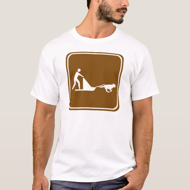 Camiseta Rótulo sledding de la carretera del perro (Anverso)
