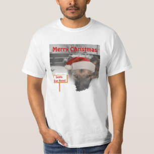 Camiseta Rótulo T-Shirt German Shepherd Santa Stop Here